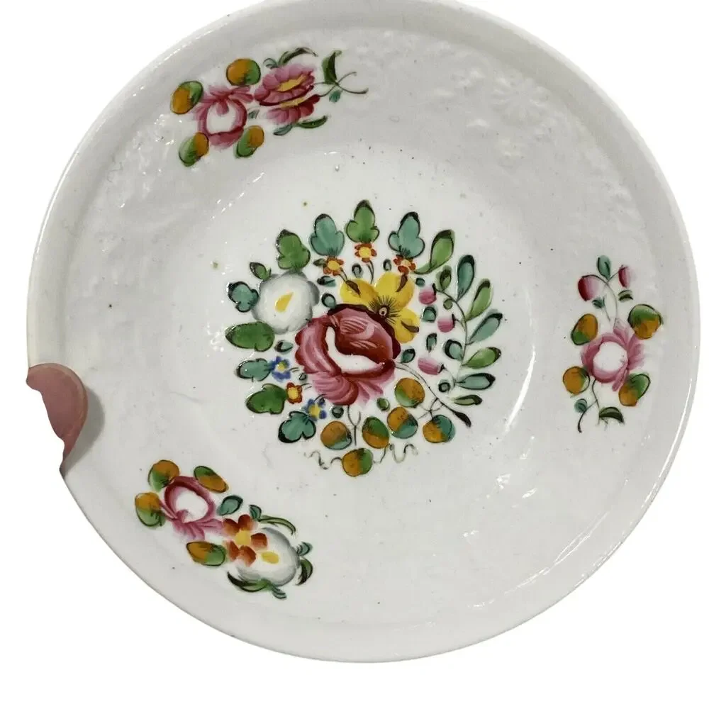 Hand painted white ceramic sauce bowl & spoon mayo dip dish condiment server